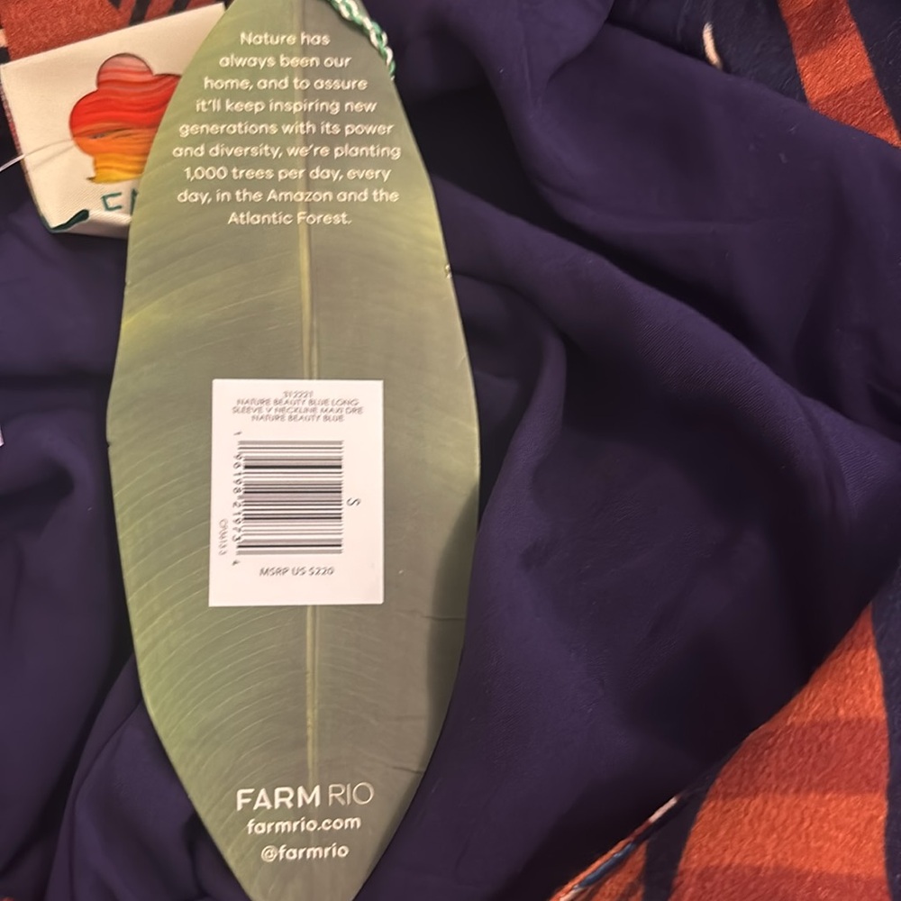 NWT FARM RIO Nature Beauty Long Sleeve V-neck Maxi Dress Nature Beauty Blue - Picture 7 of 13